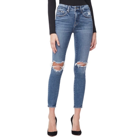 Good American Denim - GOOD AMERICAN Good Legs High Waist Distressed Crop Skinny Jeans Size 0 / 25